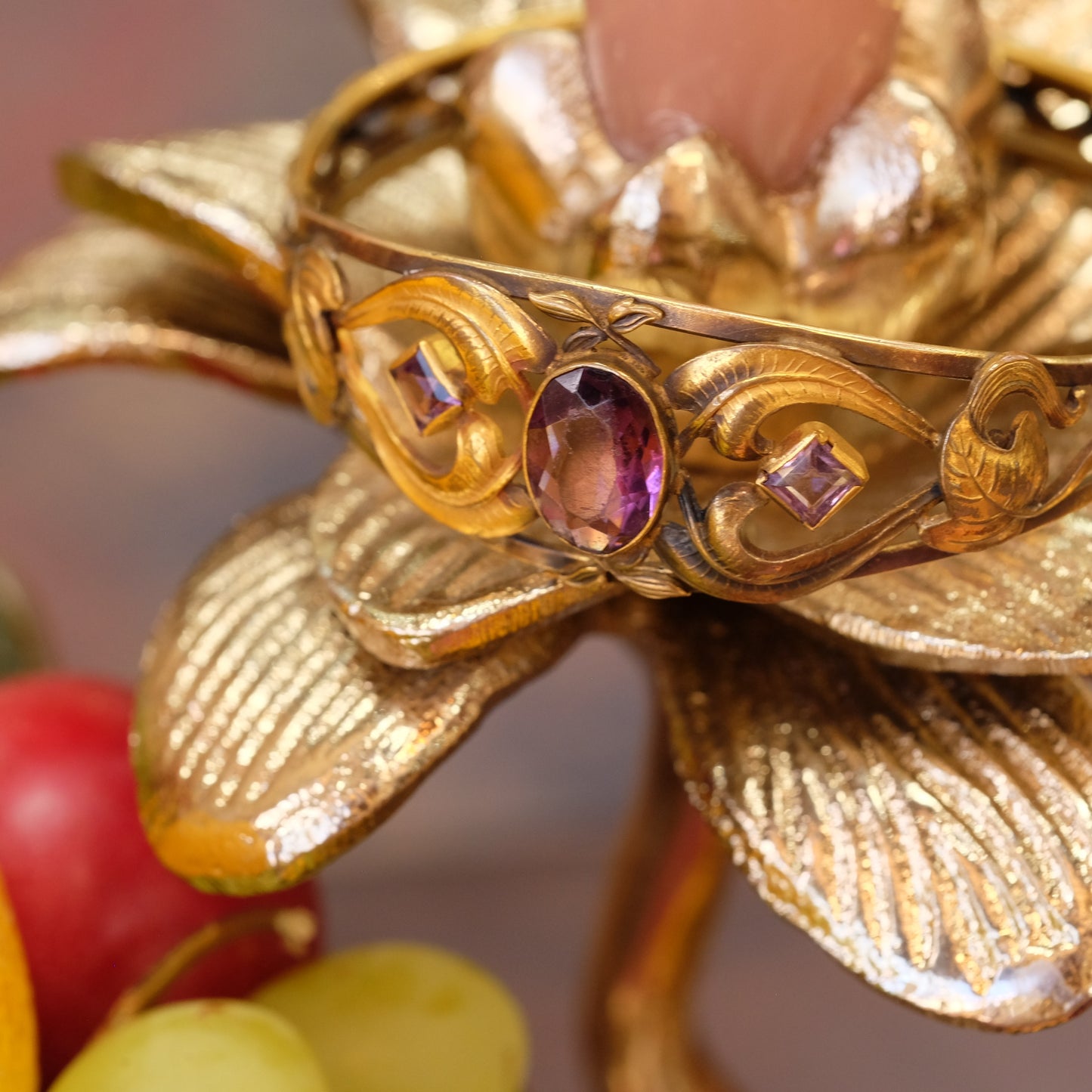 Victorian Gold Filled Lavender Paste Bangle