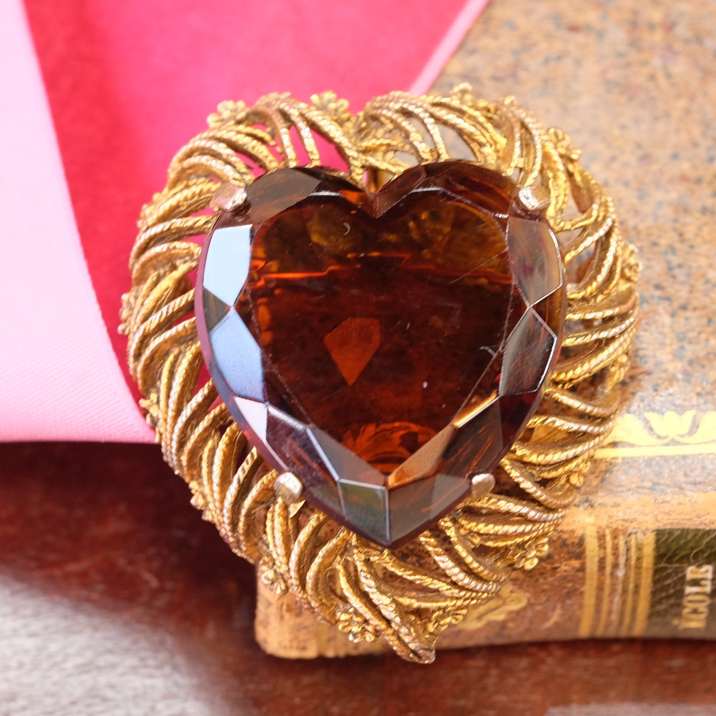 Vintage BSK Mid Century Heart Brooch 1960s
