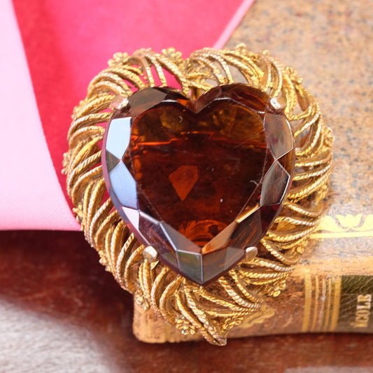 Vintage BSK Mid Century Heart Brooch 1960s