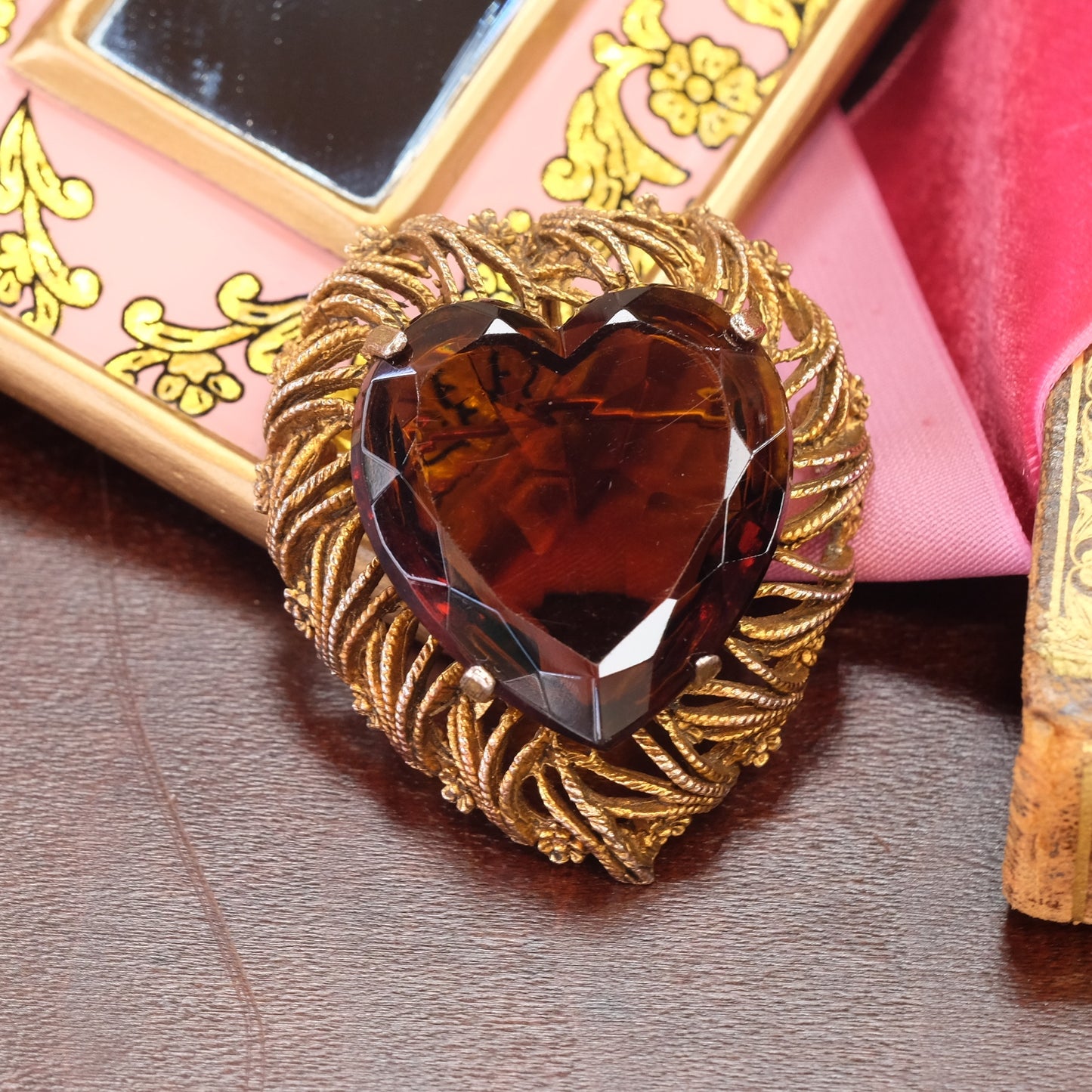 Vintage BSK Mid Century Heart Brooch 1960s