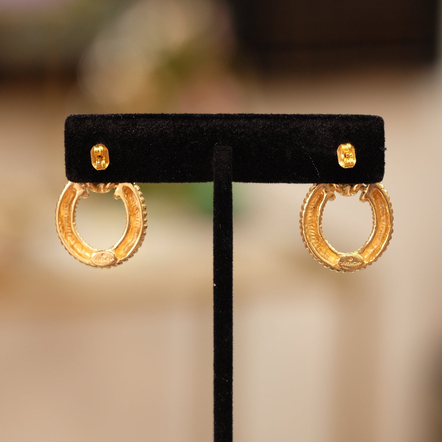 Vintage Givenchy Pierced Logo Earrings 1990s