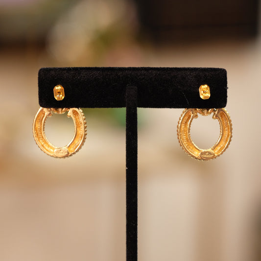 Vintage Givenchy Pierced Logo Earrings 1990s