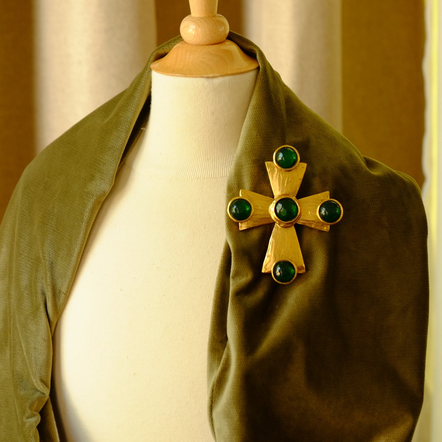 Vintage Collectible Yves Saint Laurent Cross Brooch Pendant by Robert Goossens 1970s