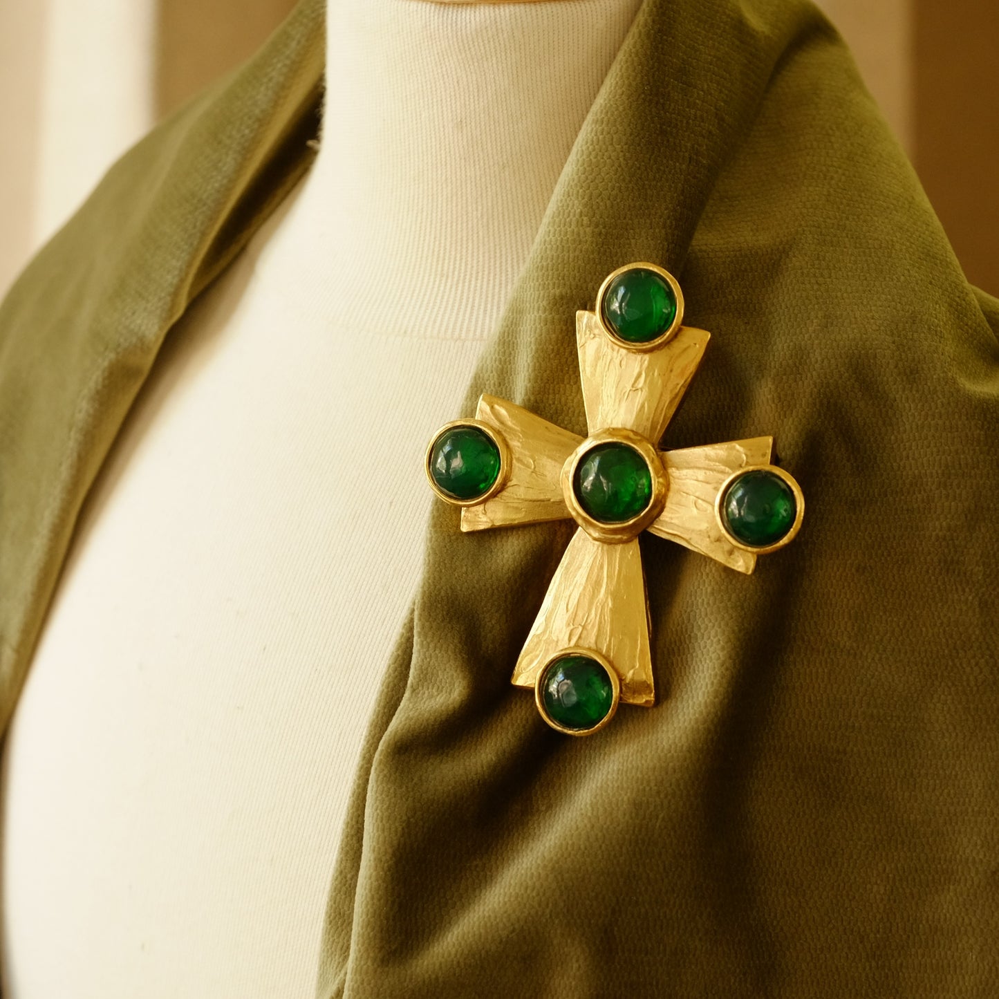 Vintage Collectible Yves Saint Laurent Cross Brooch Pendant by Robert Goossens 1970s