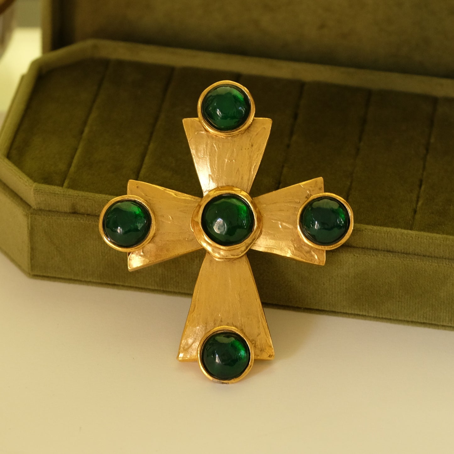 Vintage Collectible Yves Saint Laurent Cross Brooch Pendant by Robert Goossens 1970s
