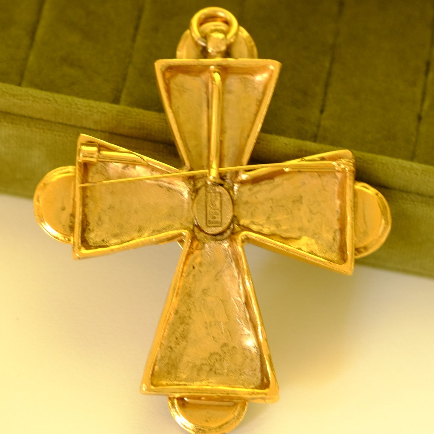 Vintage Collectible Yves Saint Laurent Cross Brooch Pendant by Robert Goossens 1970s
