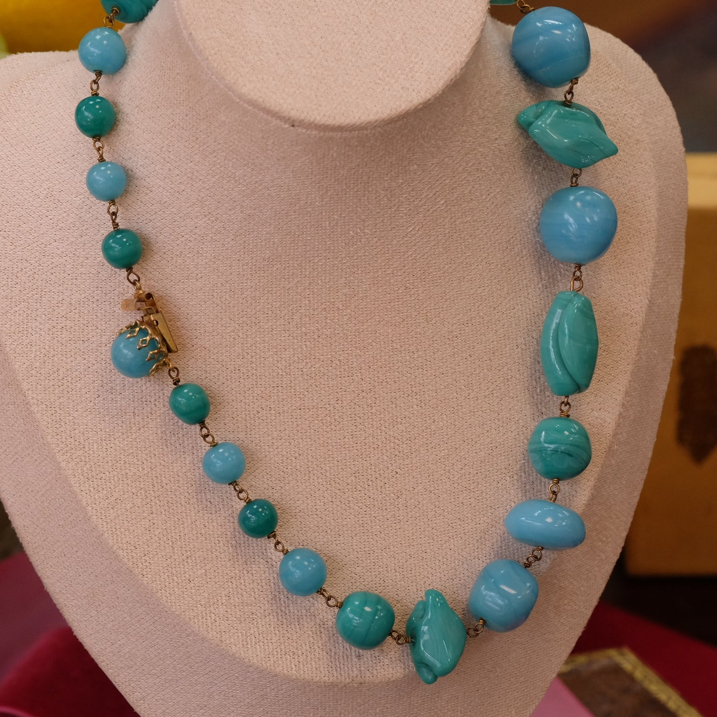 Vintage Turquoise Glass Beads 1960s