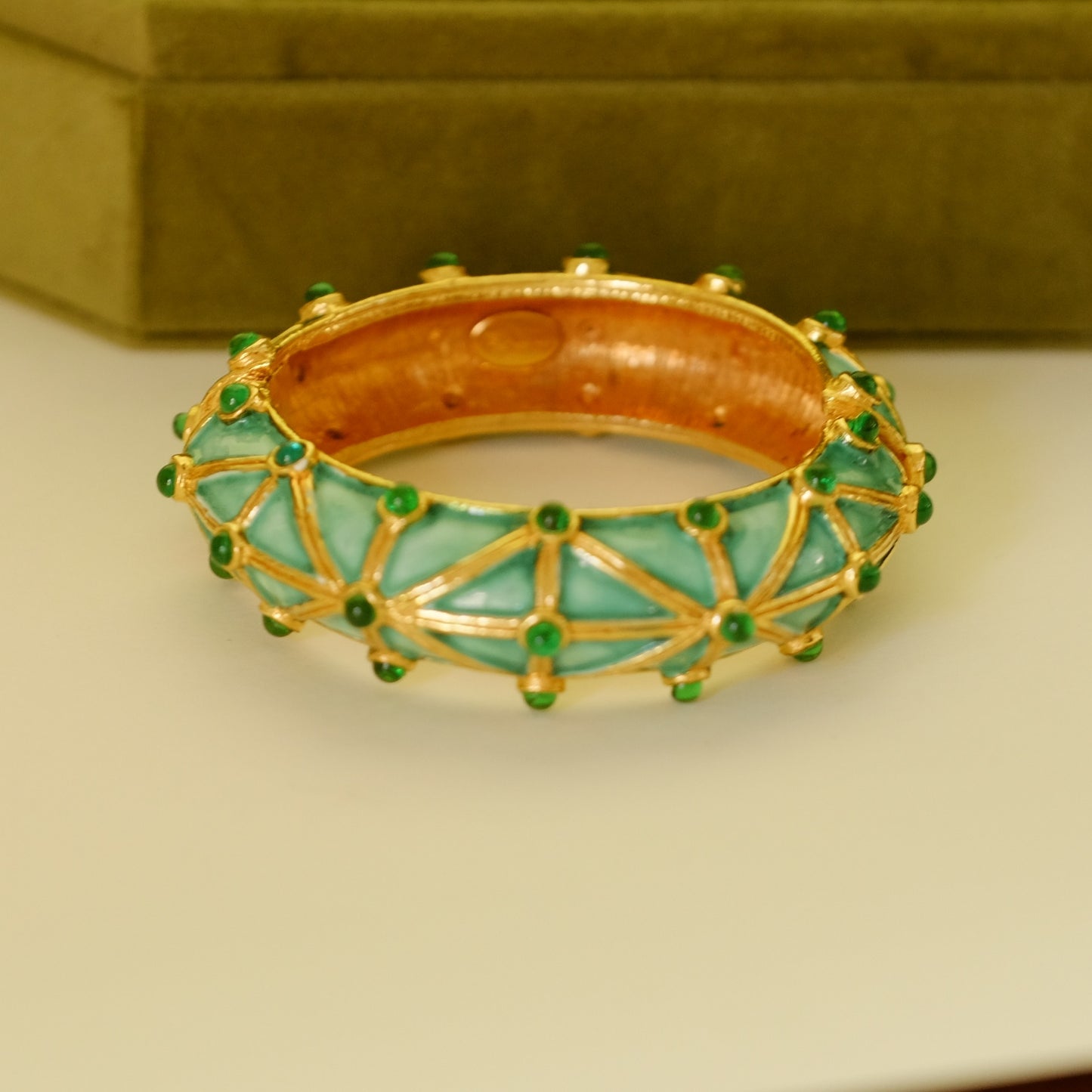 Kenneth Jay Lane Sea Foam Bangle Bracelet 1960s