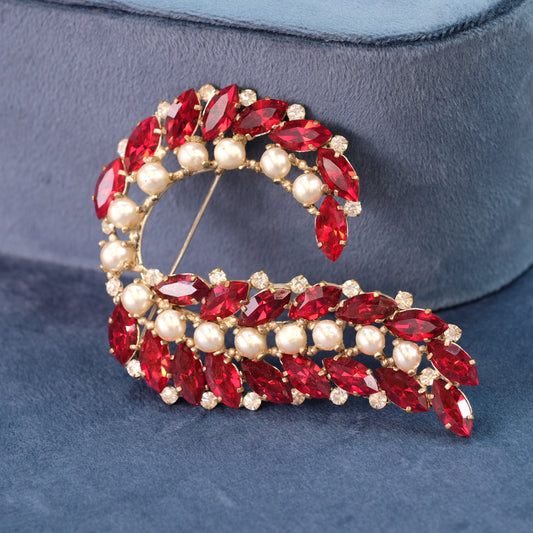 Roger Scemama Large Clear and Red Brooch 1950s