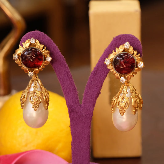 Vintage Chanel Gripoix Dangle Drop Earrings