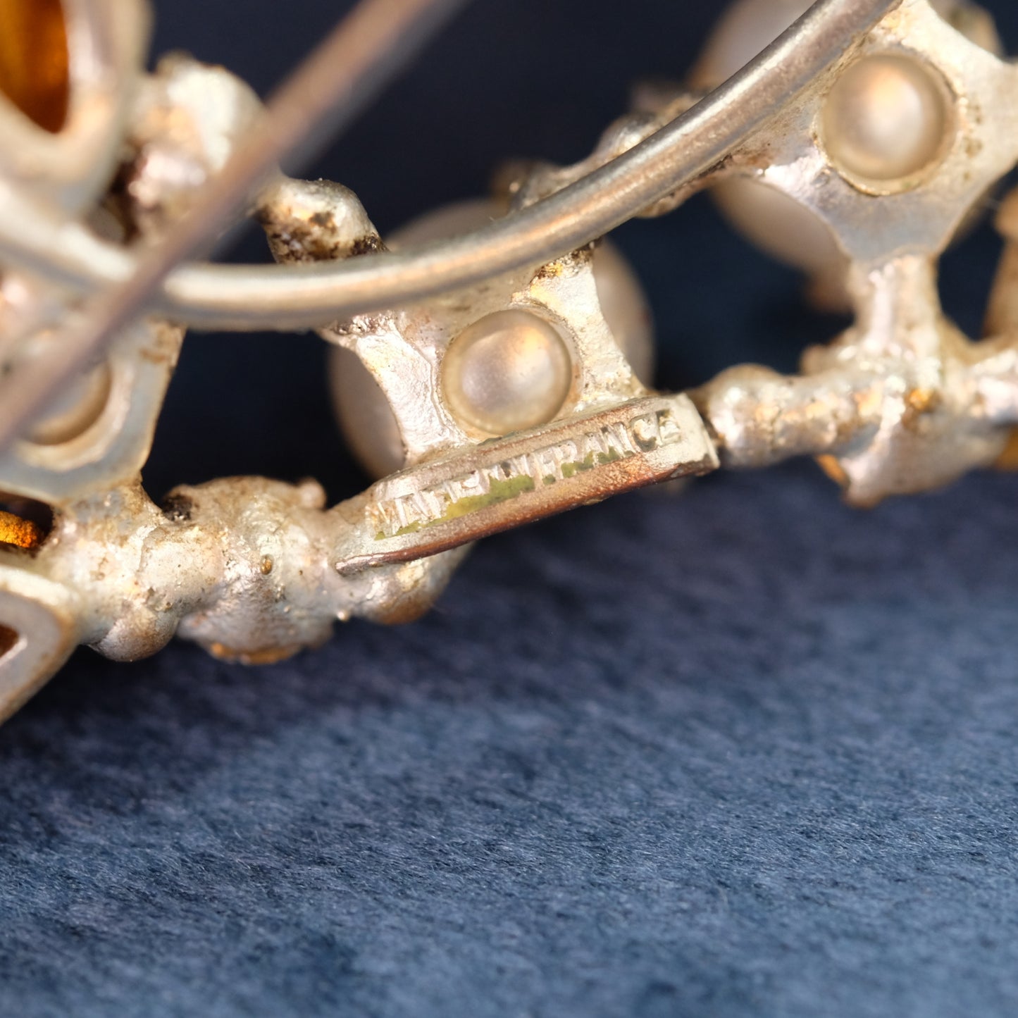 Roger Scemama Large Clear and Red Brooch 1950s