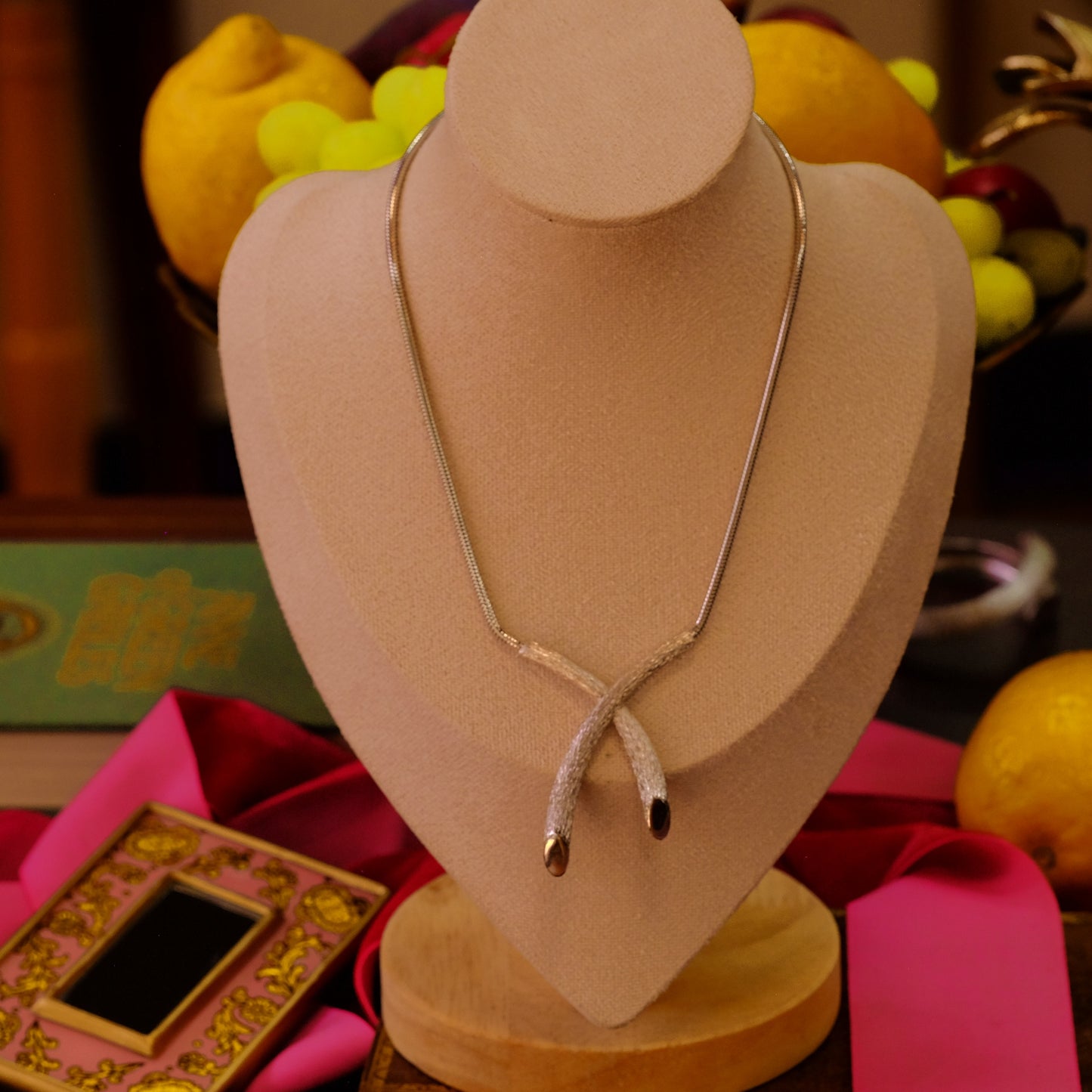Vintage Trifari Silver Tone Necklace 1970s
