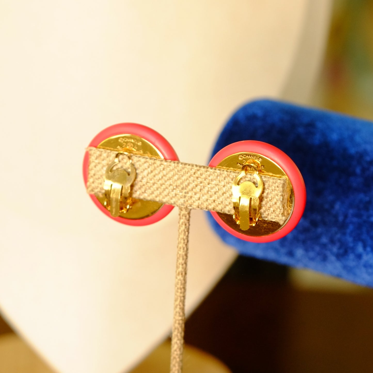 Vintage Chanel Round Logo Earrings 1980s