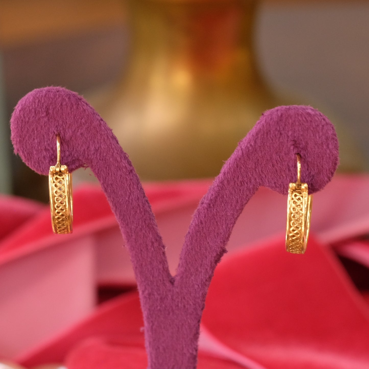 14K Gold Etruscan Revival Hoops Earrings