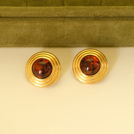 Yves saint Laurent Pierced Button Earrings 1990s