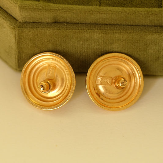 Yves saint Laurent Pierced Button Earrings 1990s