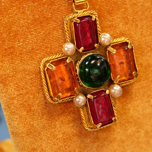 Chanel Gripoix Cross Necklace 1990s