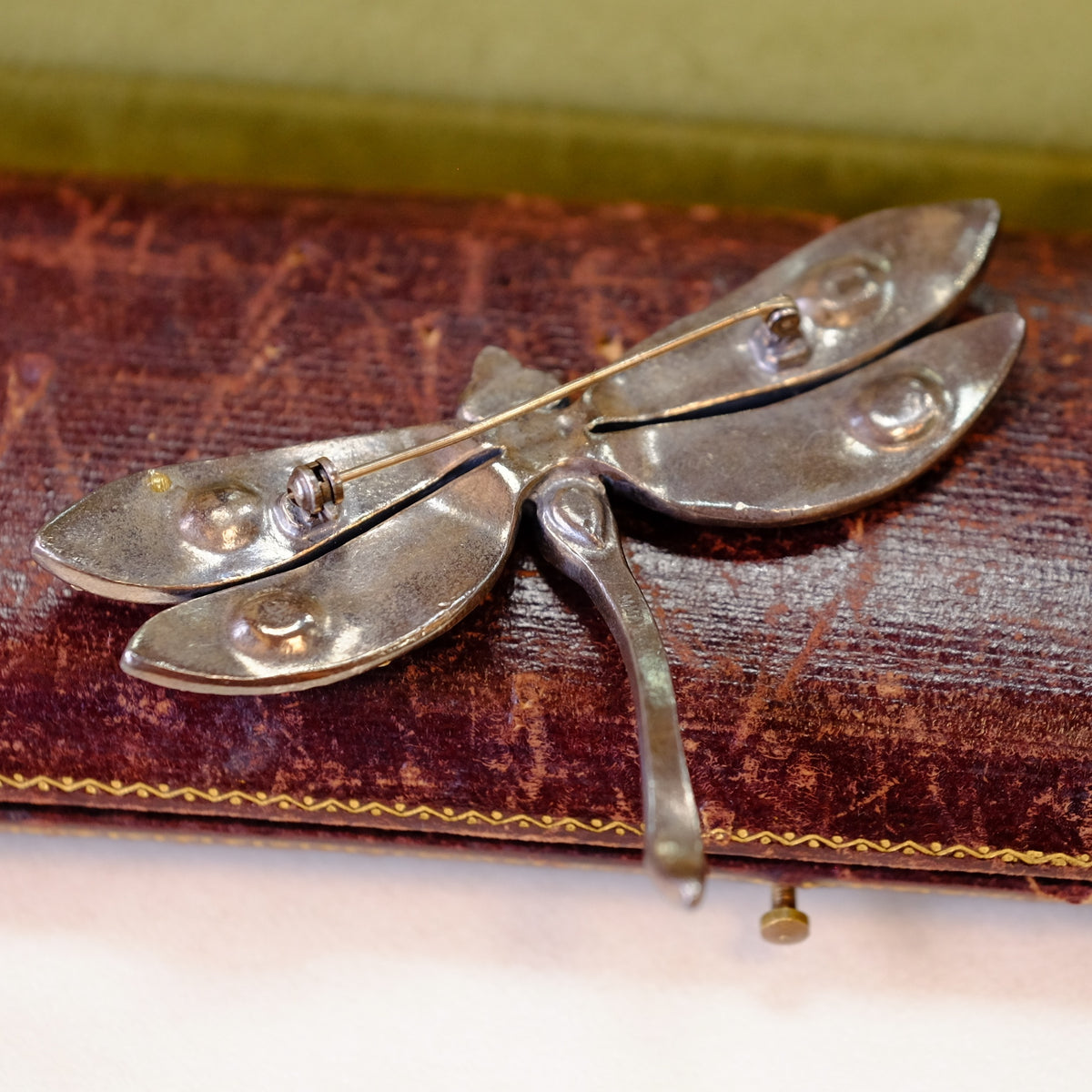 Dragonfly Faux Sapphire Brooch 1970s