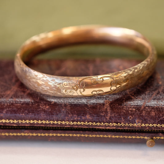 18K Plated  Edwardian "1919" Etched bangle