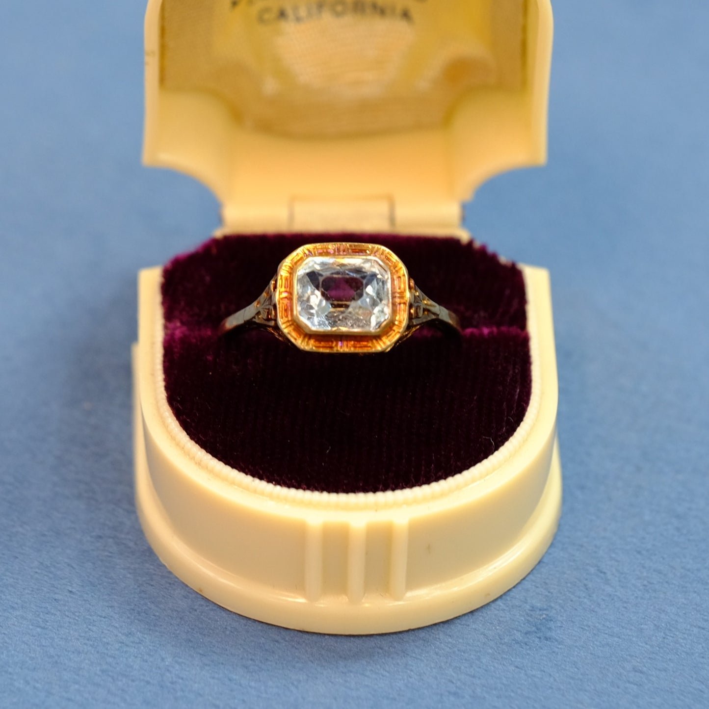 Victorian 14K Gold  Filigree Aquamarine Ring