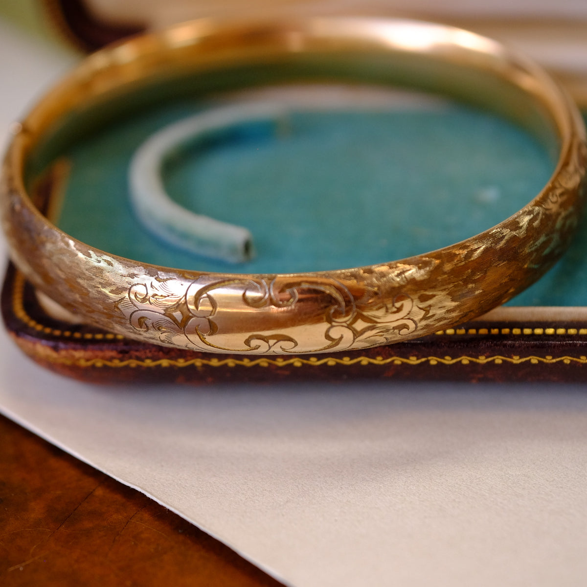 18K Plated  Edwardian "1919" Etched bangle