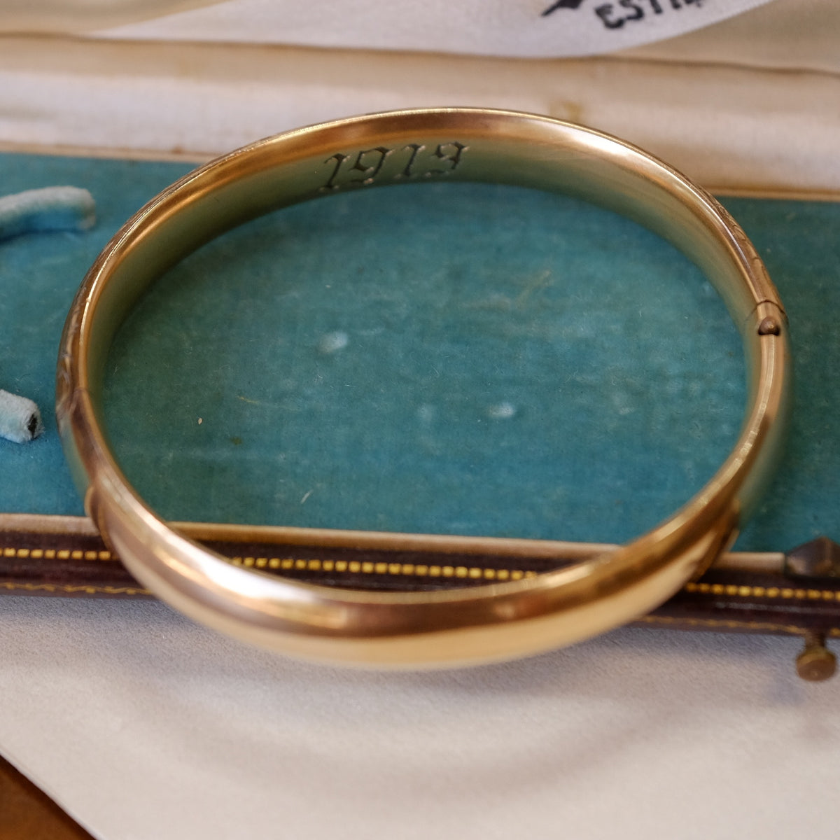 18K Plated  Edwardian "1919" Etched bangle