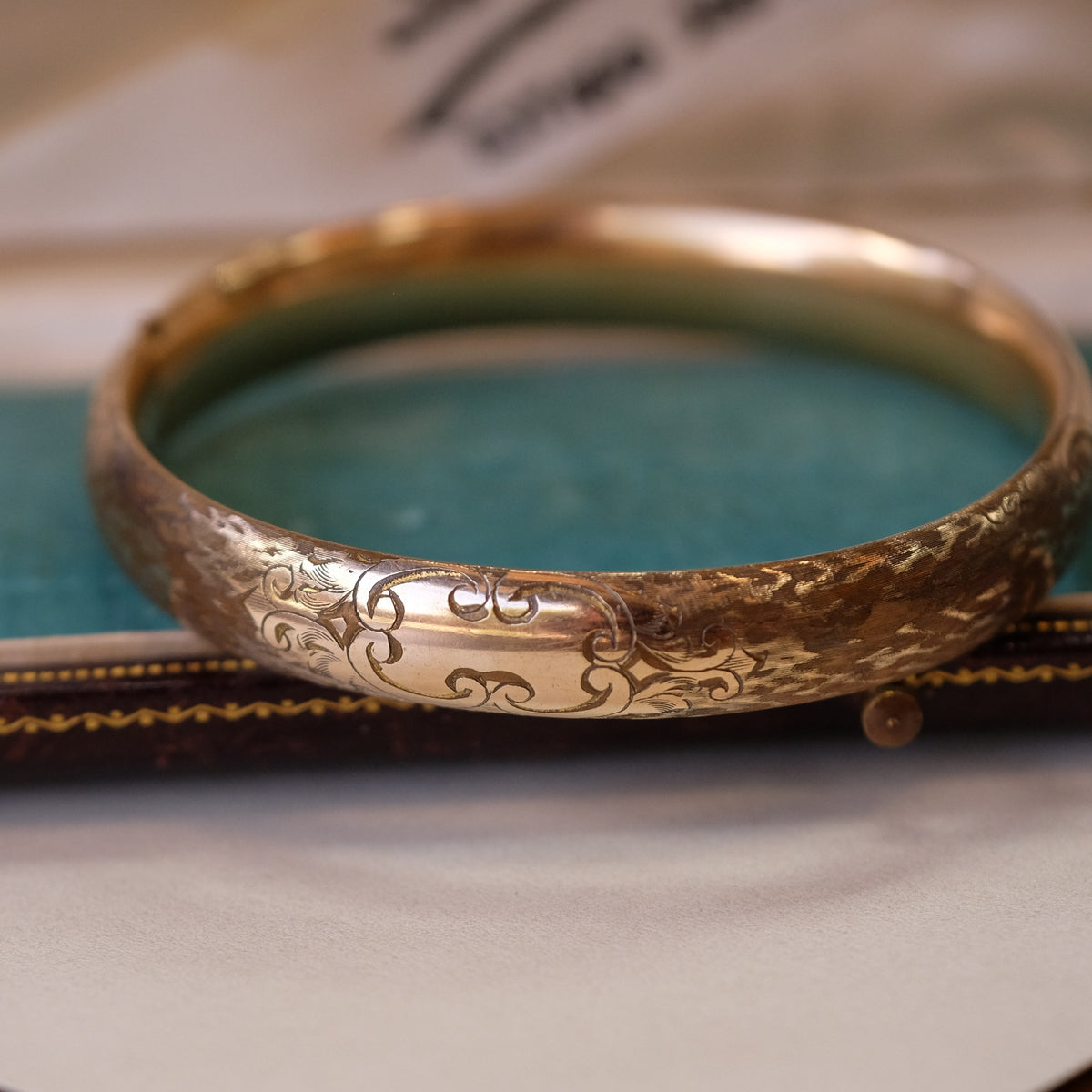 18K Plated  Edwardian "1919" Etched bangle