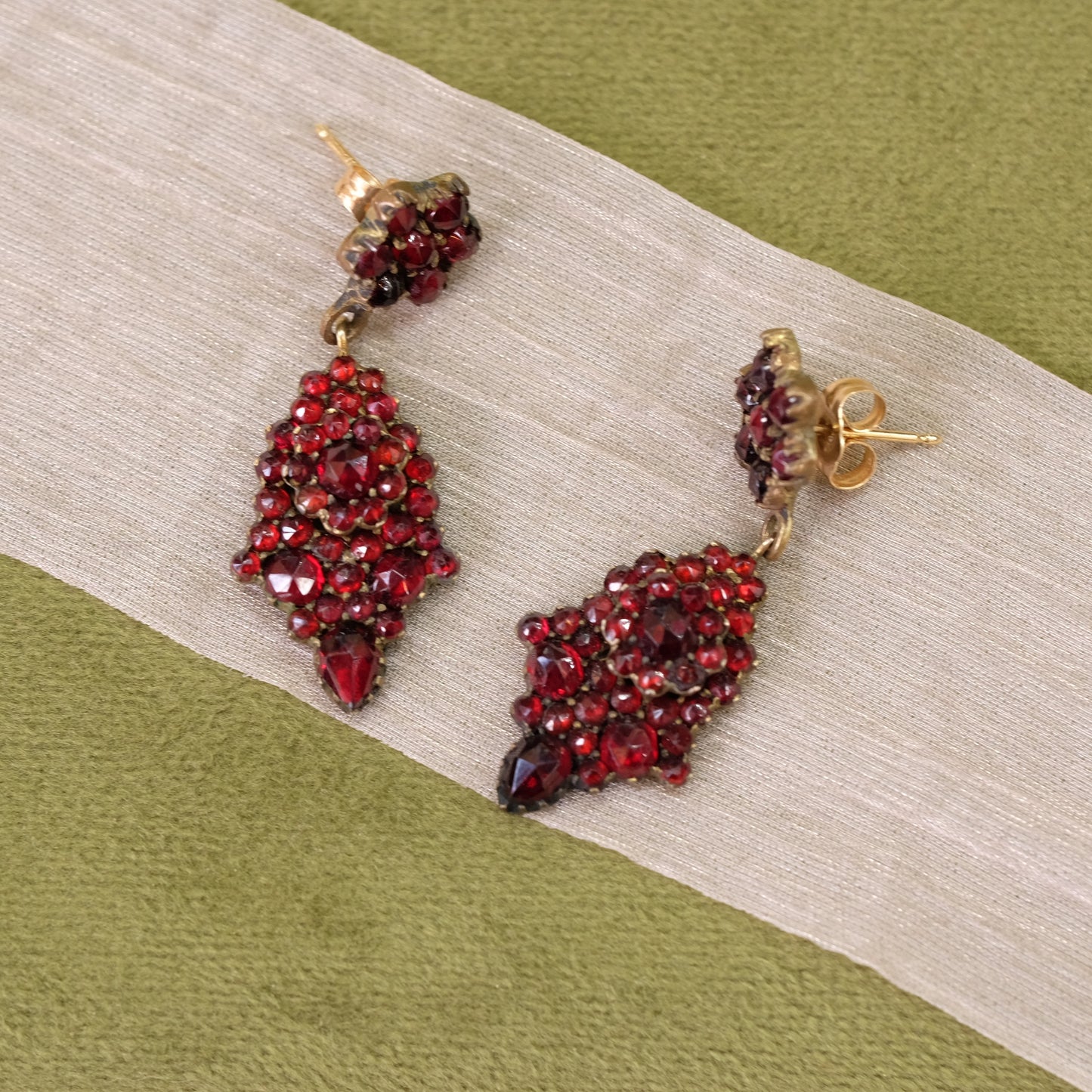 Gold Filled Victorian Garnets Earrings