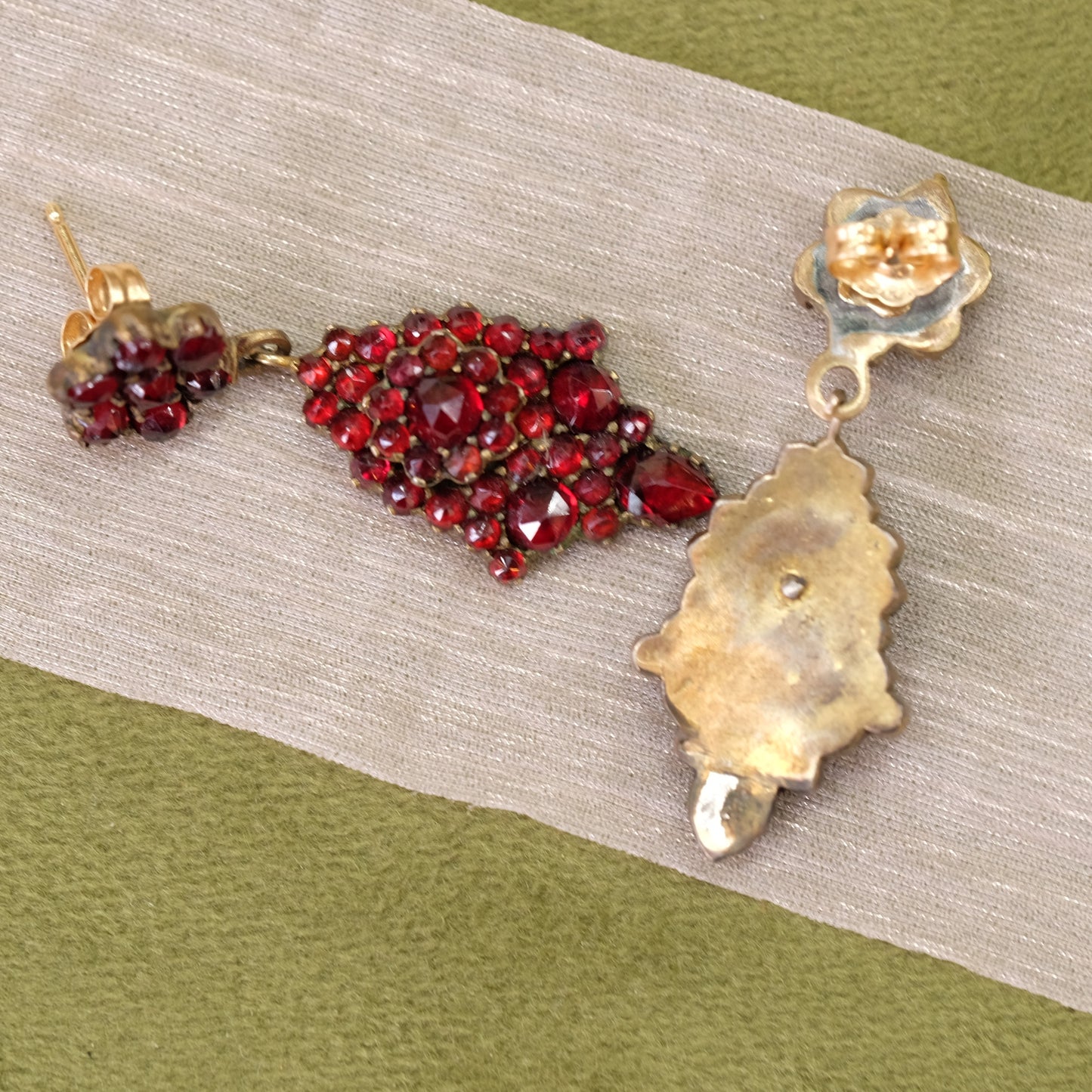 Gold Filled Victorian Garnets Earrings