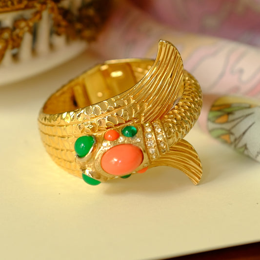 Vintage Castlecliff Koi Fish Clamper Bracelet
