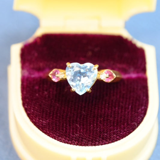 14K Gold Topaz Heart Ring