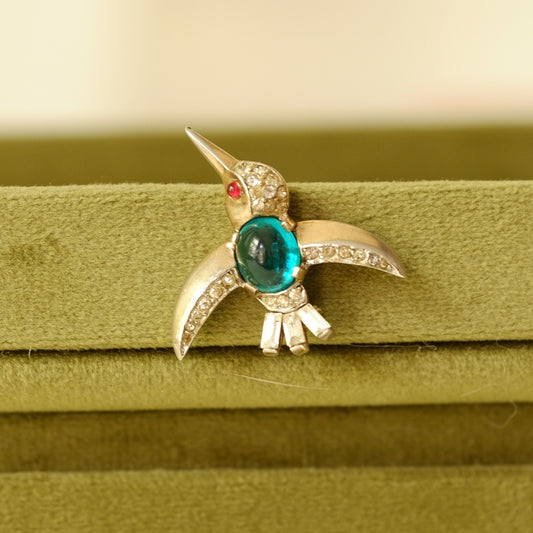 Vintage Trifari Sterling Hummingbird Pin 1940s