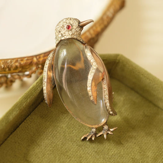 Trifari Jelly Belly Sterling Penguin Brooch 1940s