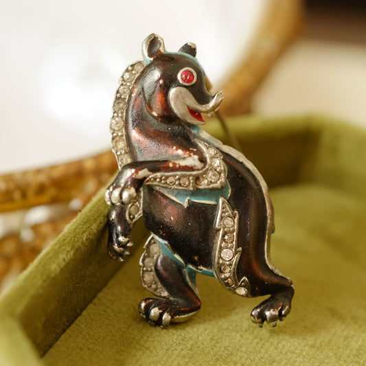 Collectible Trifari Dancing Bear Dress Clip 1940s
