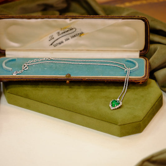 Christian Dior Faux Emerald Heart Necklace 1970s