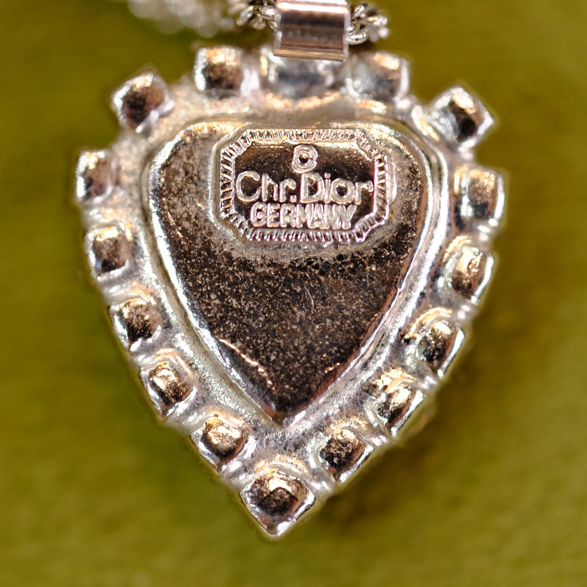 Christian Dior Faux Emerald Heart Necklace 1970s