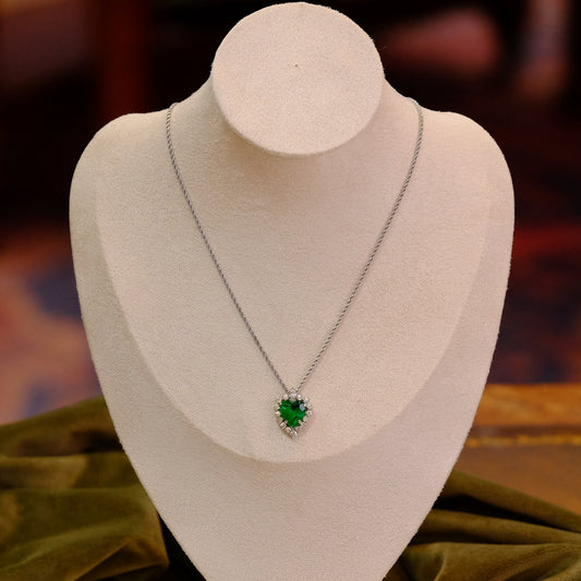 Christian Dior Faux Emerald Heart Necklace 1970s