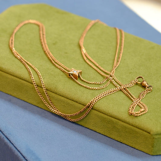 Victorian Gold Filled Slide chain with opal and pearls charm