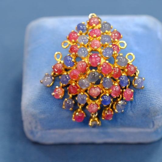 10k gold Ruby sapphire Brooch