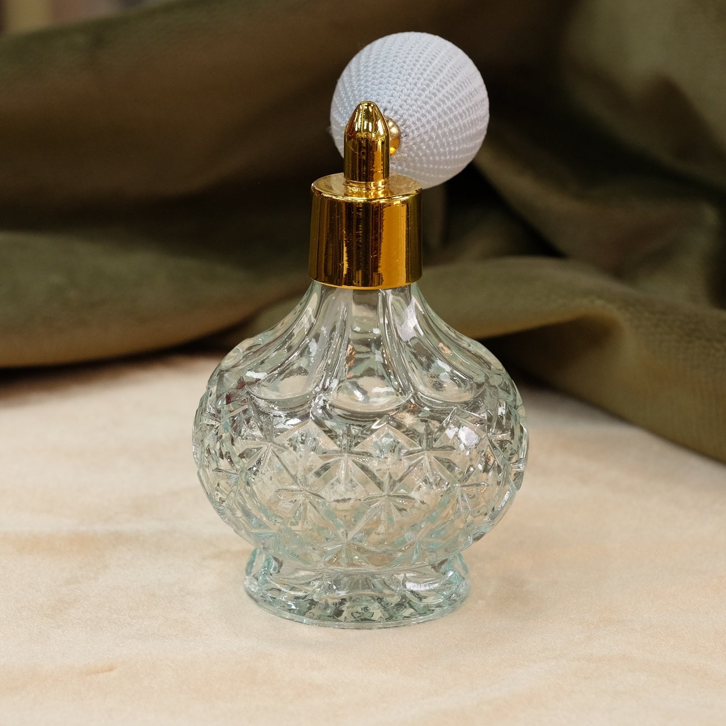 Vintage Aqua Glass Perfume Bottle 1950s