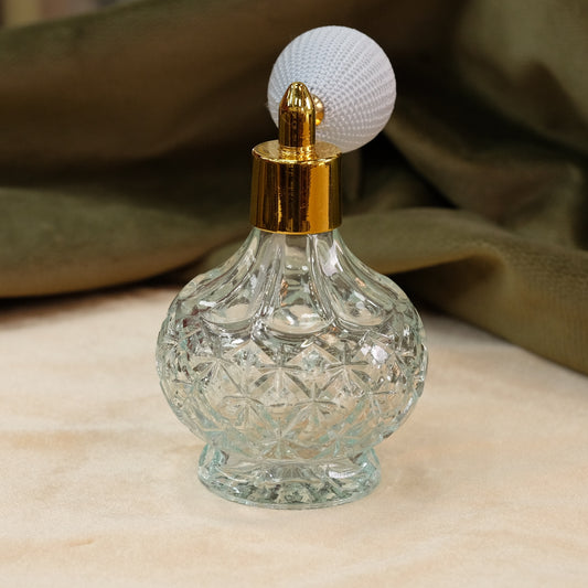 Vintage Aqua Glass Perfume Bottle 1950s