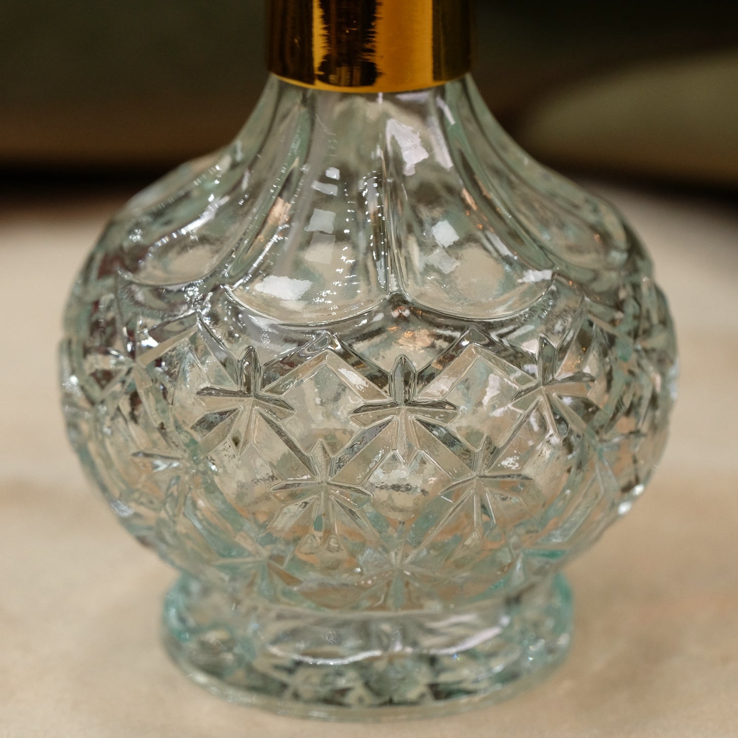 Vintage Aqua Glass Perfume Bottle 1950s