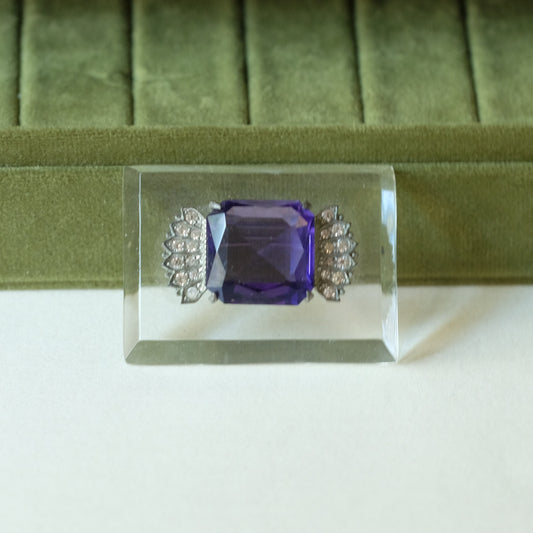 Art Deco Lucite with Amethyst Glass Brooch 1930s