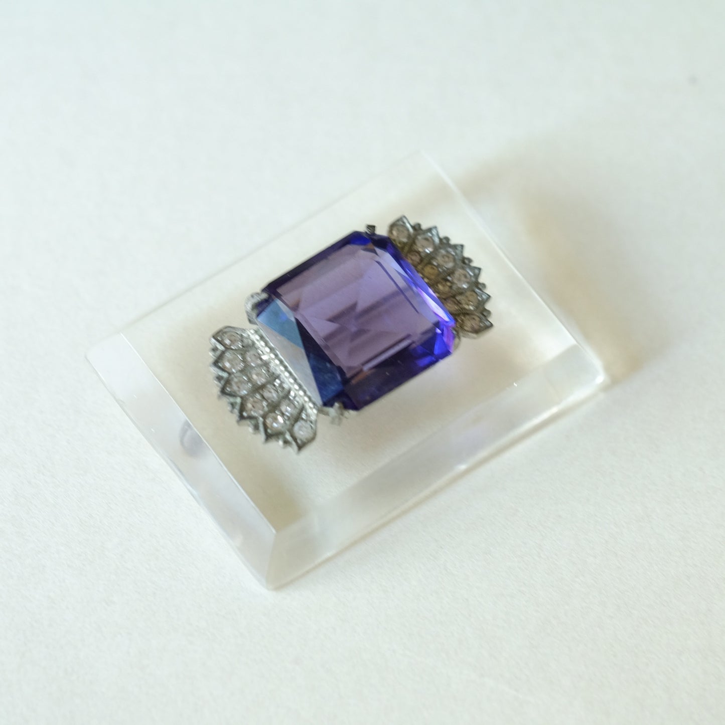 Art Deco Lucite with Amethyst Glass Brooch 1930s