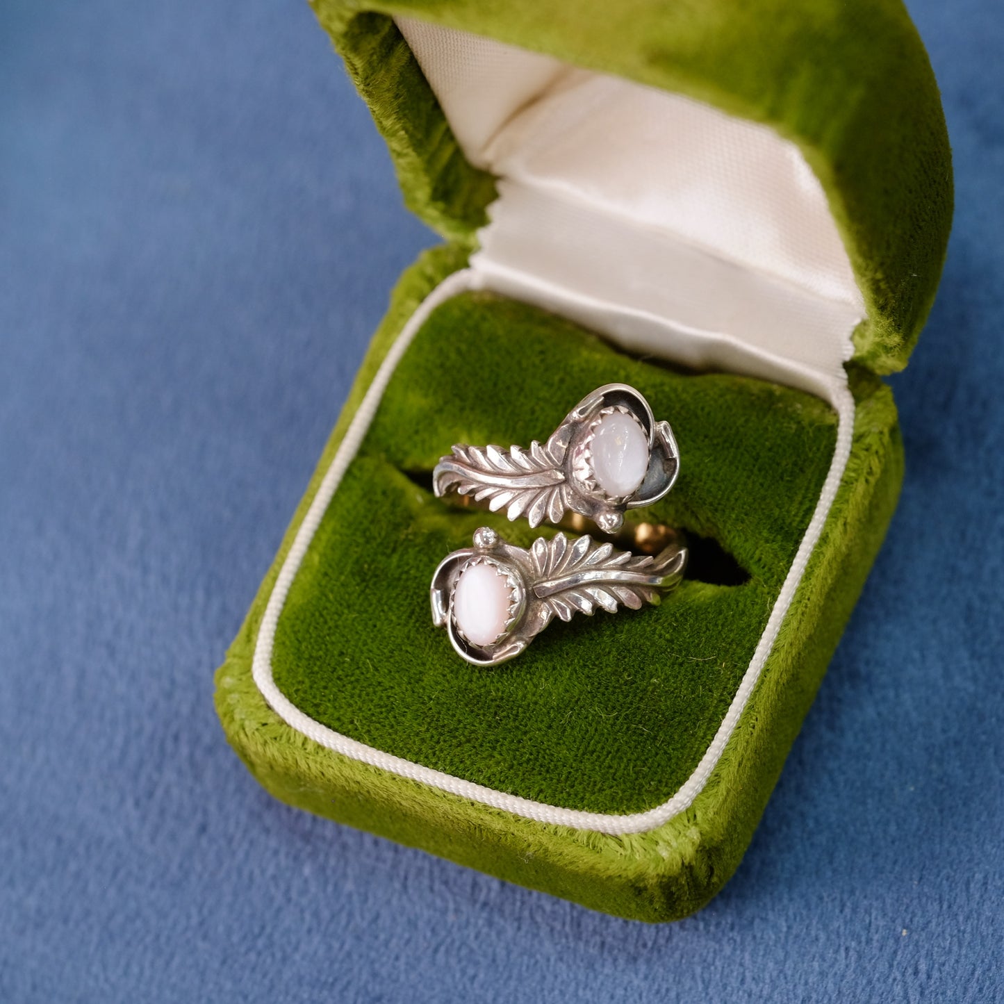 Vintage Silver Double Feather Ring size 8