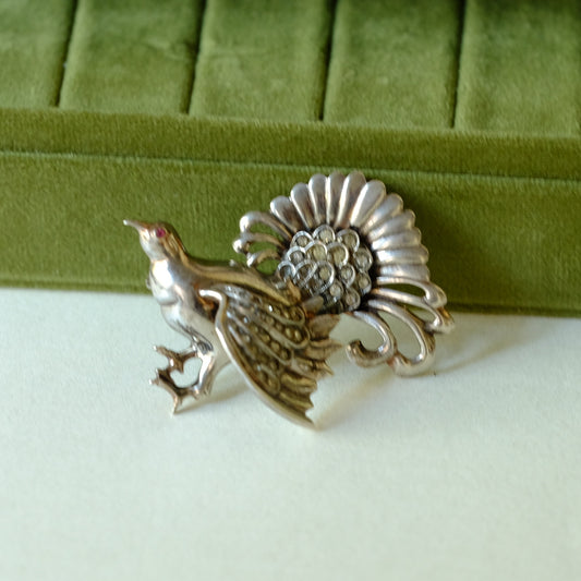 Vintage Retro Sterling Phoenix Bird Brooch 1940s
