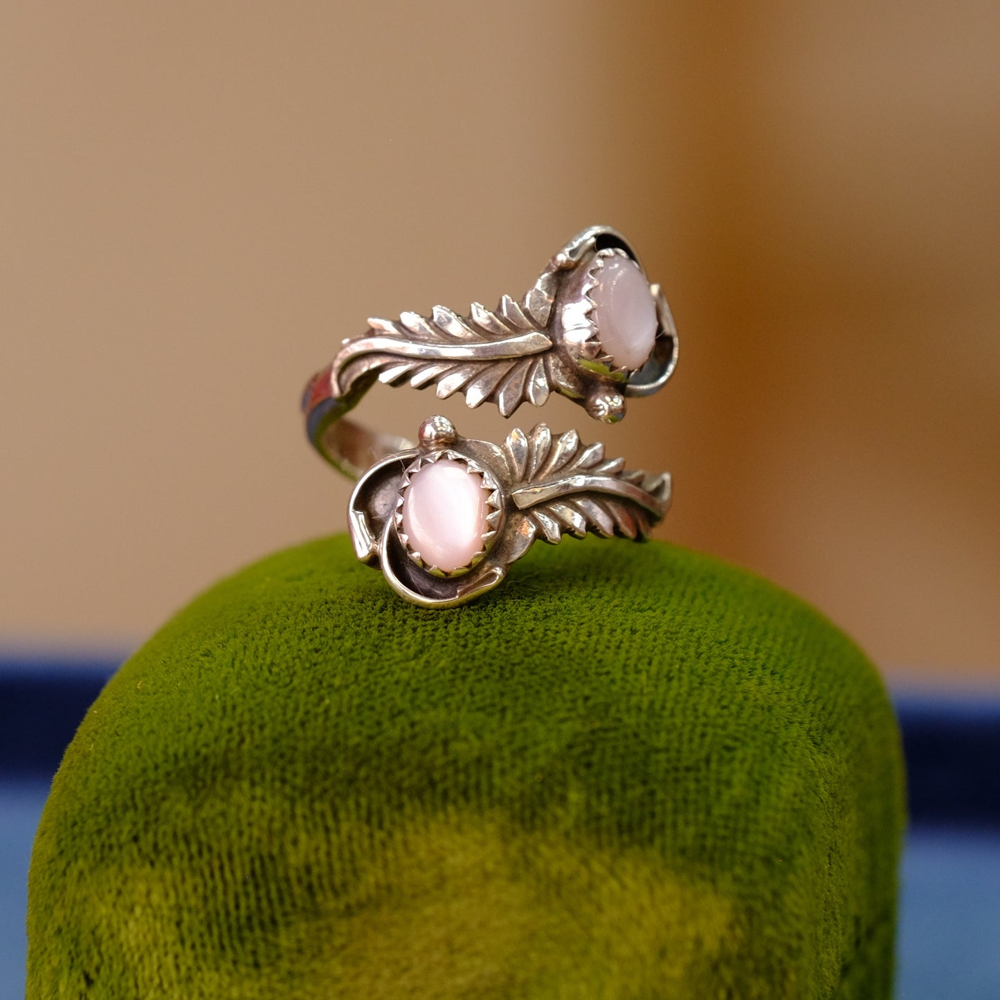 Vintage Silver Double Feather Ring size 8