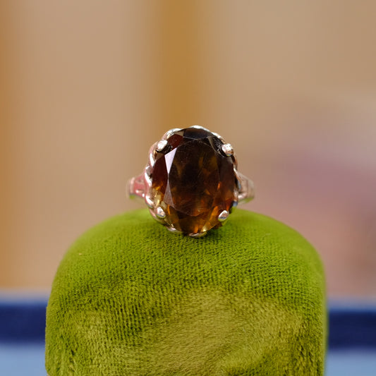Vintage Silver Smoky Topaz Ring