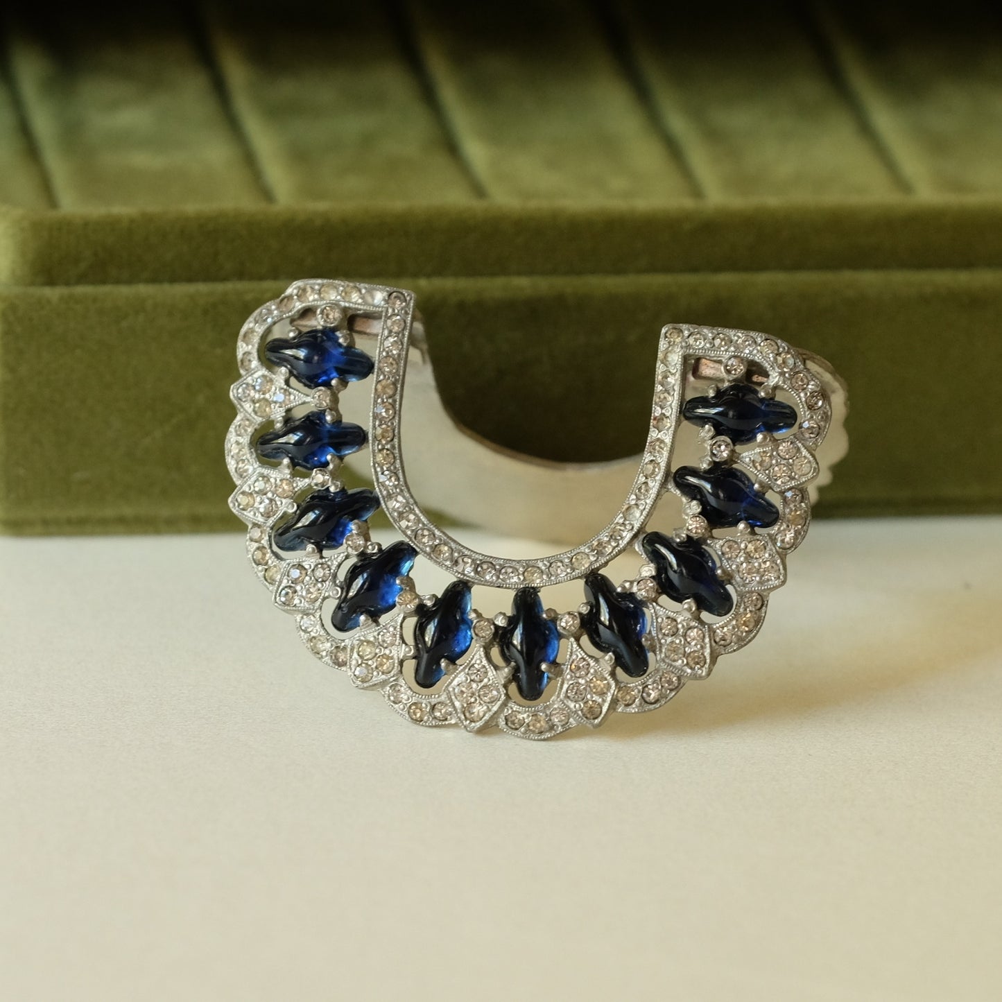 Art Deco Large Dress Clip with Faux Sapphires