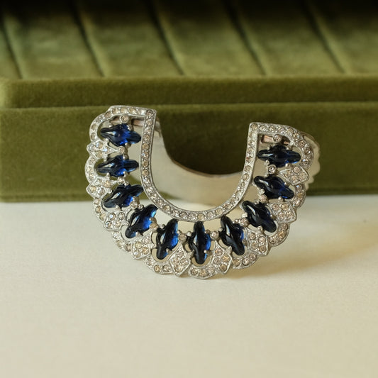 Art Deco Large Dress Clip with Faux Sapphires
